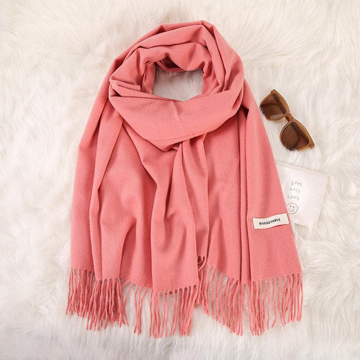 Women's Fashionable All-match Cashmere Tassel Double-sided Scarf - Mamofa Global Store