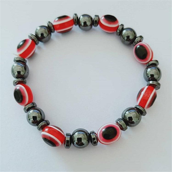 Colorful Flat Beads Black Stone Magnet Elastic Bracelet - Mamofa Global Store