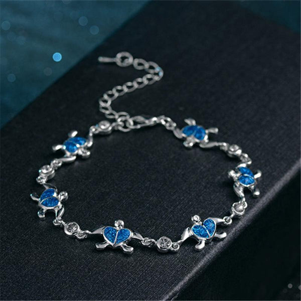 Silver Bracelet Classic Fashion Inlaid Opel OPAL Turtle Bracelet - Mamofa Global Store