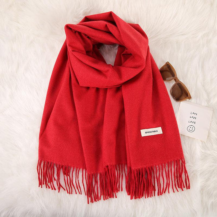 Women's Fashionable All-match Cashmere Tassel Double-sided Scarf - Mamofa Global Store