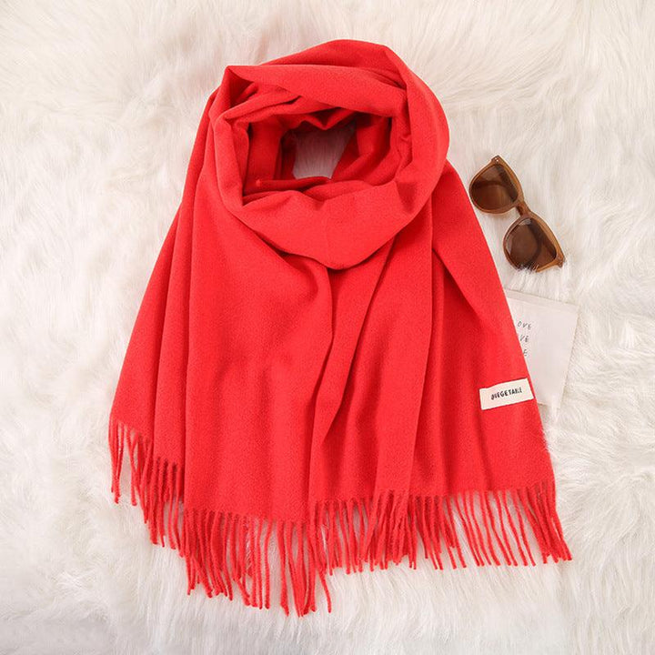 Women's Fashionable All-match Cashmere Tassel Double-sided Scarf - Mamofa Global Store