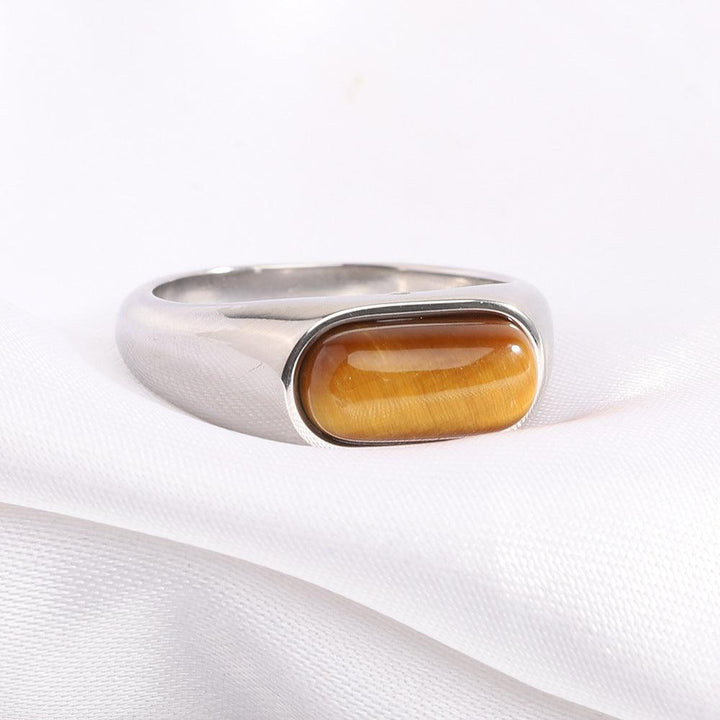 Women's Stainless Steel Inlaid Natural Stone Ring - Mamofa Global Store