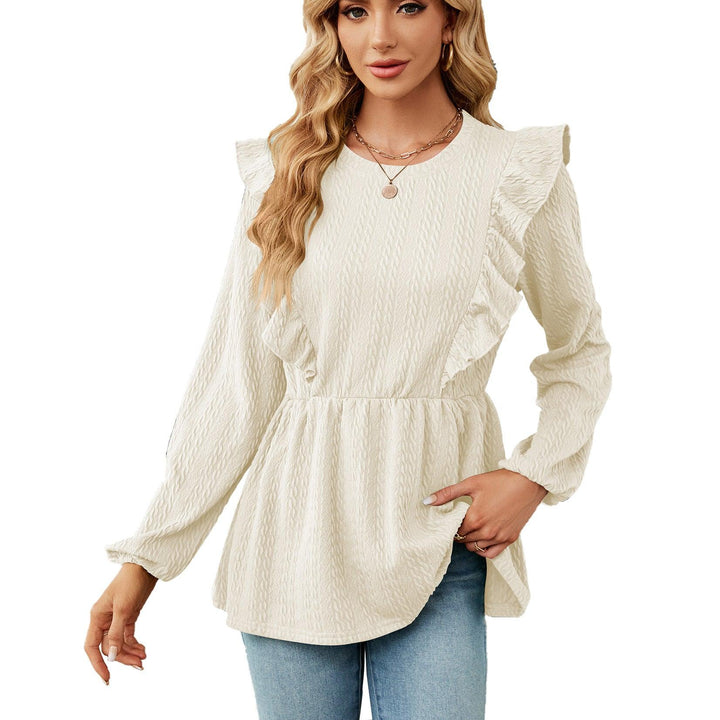 Women's Patchwork Round Neck Long-sleeved T-shirt Top - Mamofa Global Store