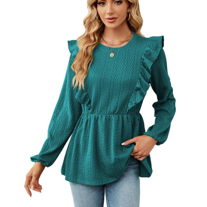 Women's Patchwork Round Neck Long-sleeved T-shirt Top - Mamofa Global Store