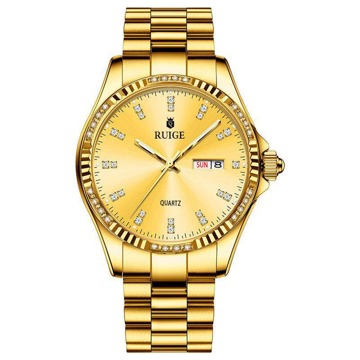 Gold Diamond Men's Quartz Watch Waterproof - Mamofa Global Store