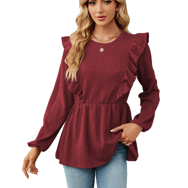 Women's Patchwork Round Neck Long-sleeved T-shirt Top - Mamofa Global Store