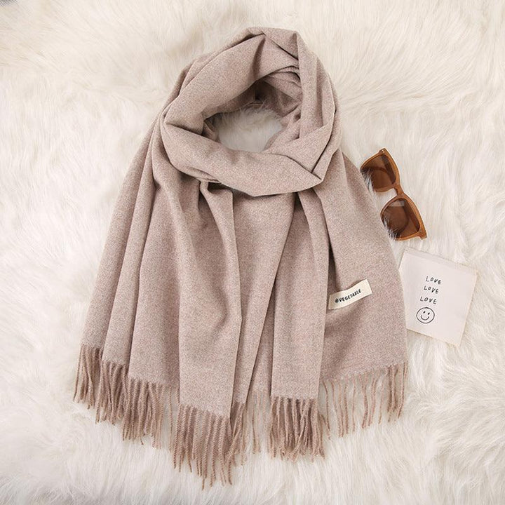 Women's Fashionable All-match Cashmere Tassel Double-sided Scarf - Mamofa Global Store