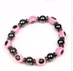 Colorful Flat Beads Black Stone Magnet Elastic Bracelet - Mamofa Global Store