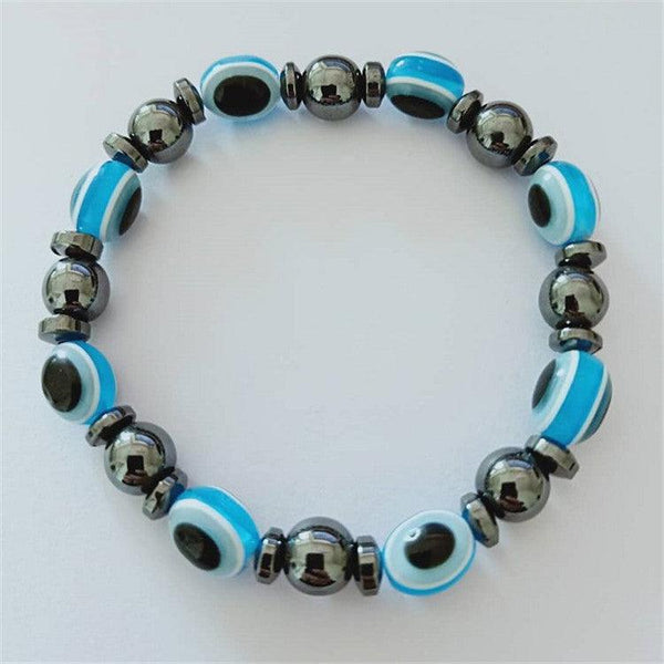 Colorful Flat Beads Black Stone Magnet Elastic Bracelet - Mamofa Global Store