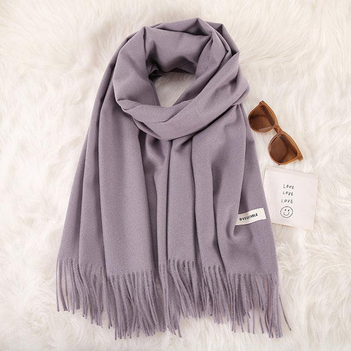 Women's Fashionable All-match Cashmere Tassel Double-sided Scarf - Mamofa Global Store