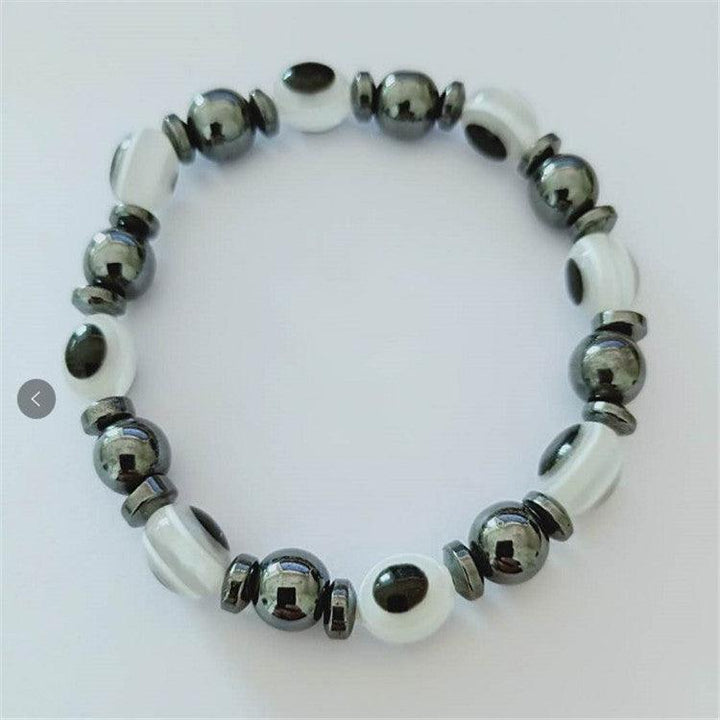 Colorful Flat Beads Black Stone Magnet Elastic Bracelet - Mamofa Global Store