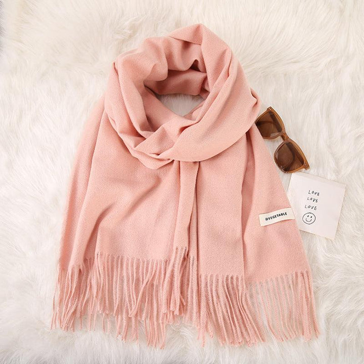 Women's Fashionable All-match Cashmere Tassel Double-sided Scarf - Mamofa Global Store