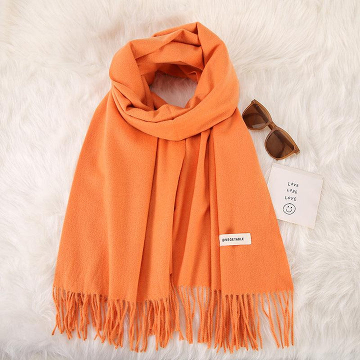 Women's Fashionable All-match Cashmere Tassel Double-sided Scarf - Mamofa Global Store