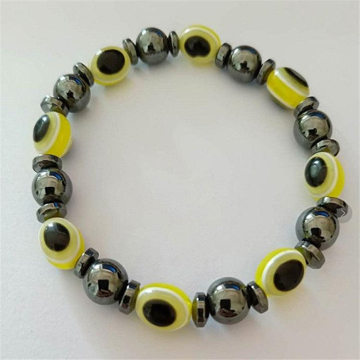 Colorful Flat Beads Black Stone Magnet Elastic Bracelet - Mamofa Global Store