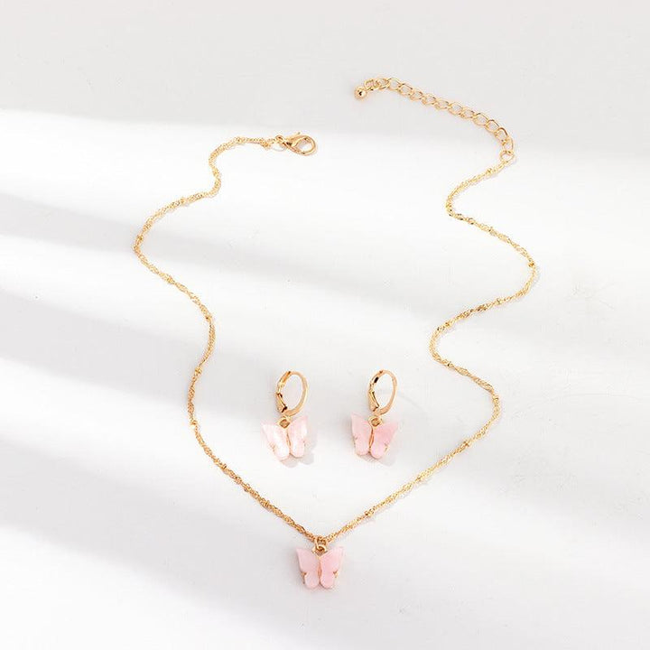 Creative Fashion Resin Butterfly Necklace And Earring Set - Mamofa Global Store