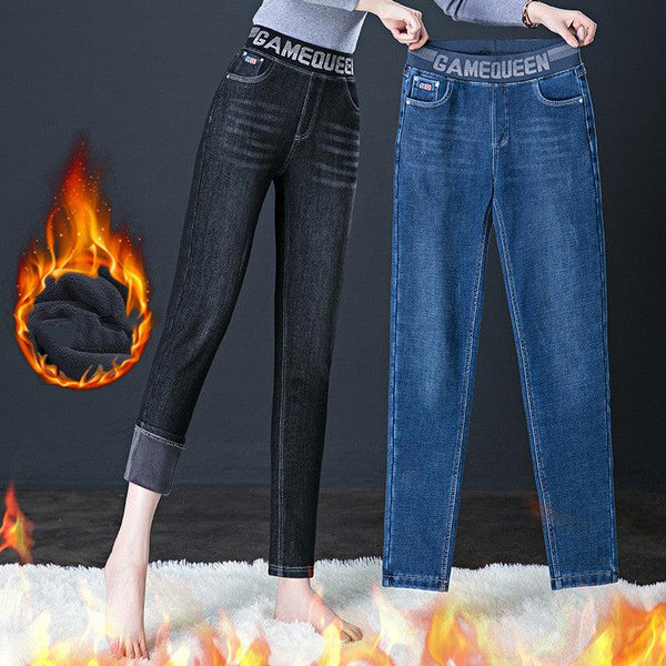 Women's Fashion Fleece Padded Jeans - Mamofa Global Store