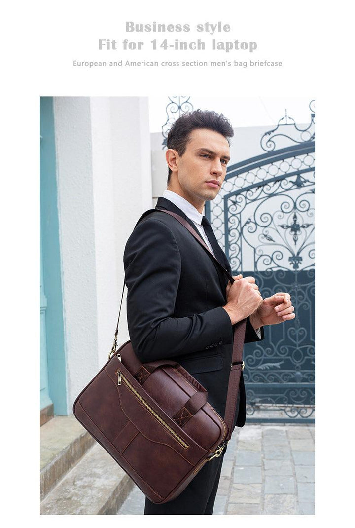 Vintage Business Office Handbag Men's Real-leather Bag Briefcase - Mamofa Global Store