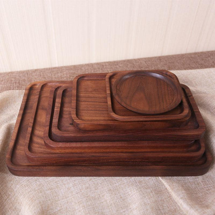 Japanese Style Wooden Black Walnut Rectangular Dinner Plate - Mamofa Global Store