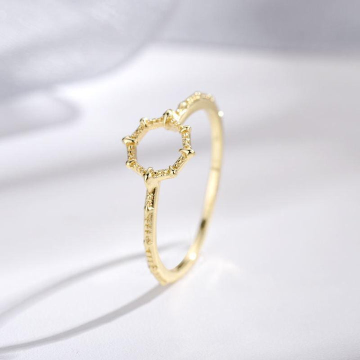 Imitation Moonstone V-shaped Frame Stacked Ring Women's Gold Plated - Mamofa Global Store