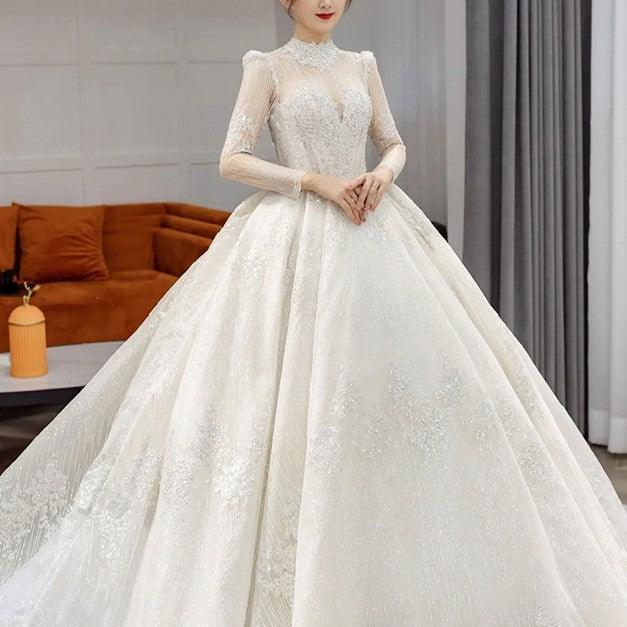 Long Sleeve French Vintage Light Wedding Dress Bride - Mamofa Global Store