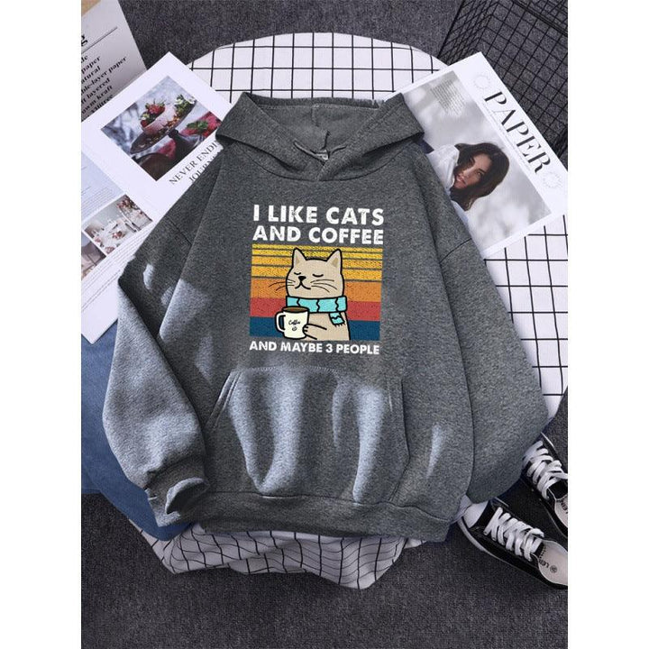 I Like Cats And Coffee Printed Women Hoody - Mamofa Global Store