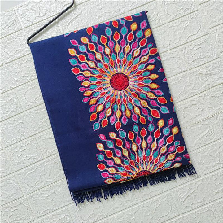 Women's Embroidered Cashmere SUNFLOWER Scarf - Mamofa Global Store