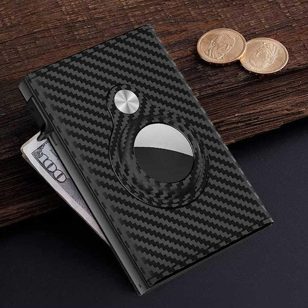 Carbon Fiber Leather Card Holder Black Stripe Multifunctional - Mamofa Global Store