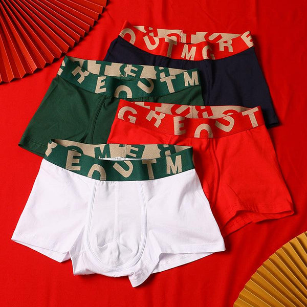 Men's Purified Cotton Underwear Festive Bright Red Mid-rise Boxers - Mamofa Global Store