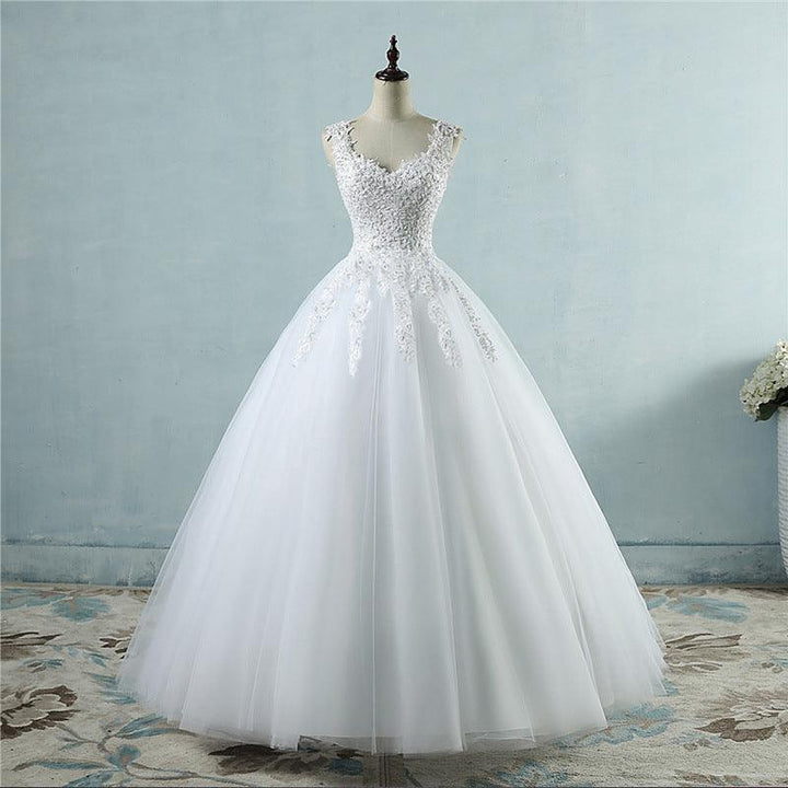 High Waist Wedding Dress With Deep V-neck - Mamofa Global Store