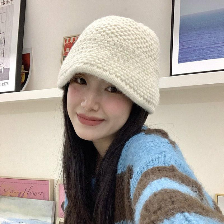 Loose Wool Knitted Warm Wool Bucket Hat - Mamofa Global Store