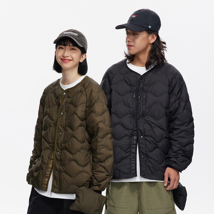 Simple Casual Wave Down Jacket Personality Couple - Mamofa Global Store