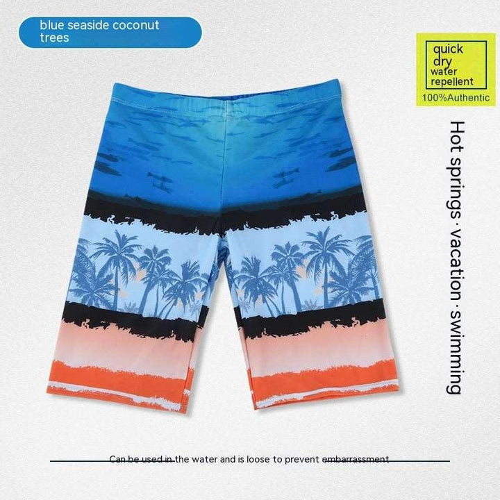 Men's Printed Large Size Loose Hot Springs Swimming Trunks - Mamofa Global Store