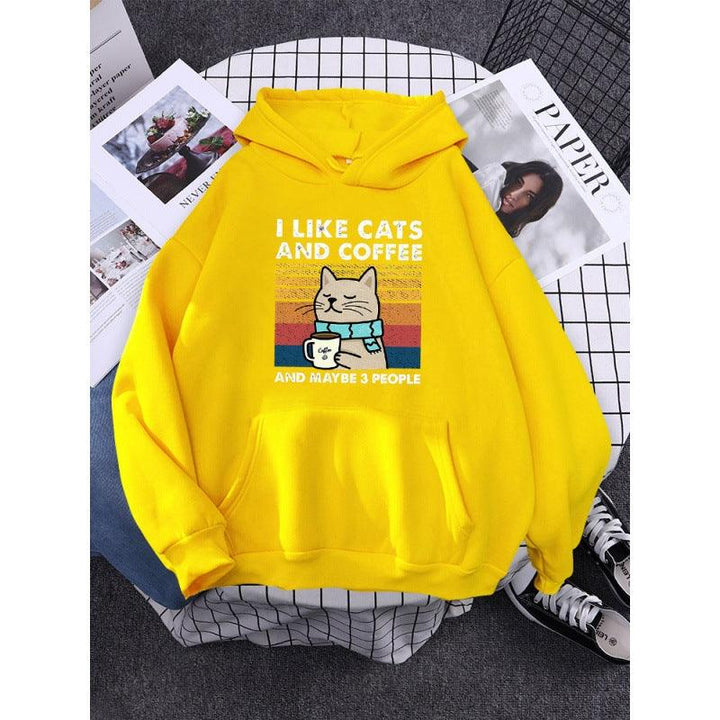 I Like Cats And Coffee Printed Women Hoody - Mamofa Global Store