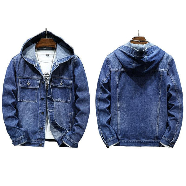 Hooded Denim Jacket Men's Spring - Mamofa Global Store