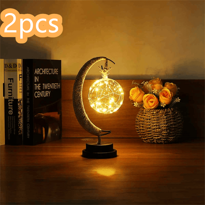 Led Moon Light Wrought Iron Ornament Light Star Shape Copper Wire Light Decorative Light USB Battery - Mamofa Global Store