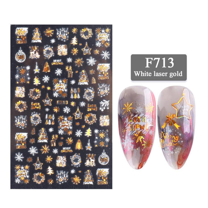 New Nail Stickers 3D Series Two-color Golden Laser Snowflake Thin Stickers Nail Art Design Nail Art Stickers - Mamofa Global Store