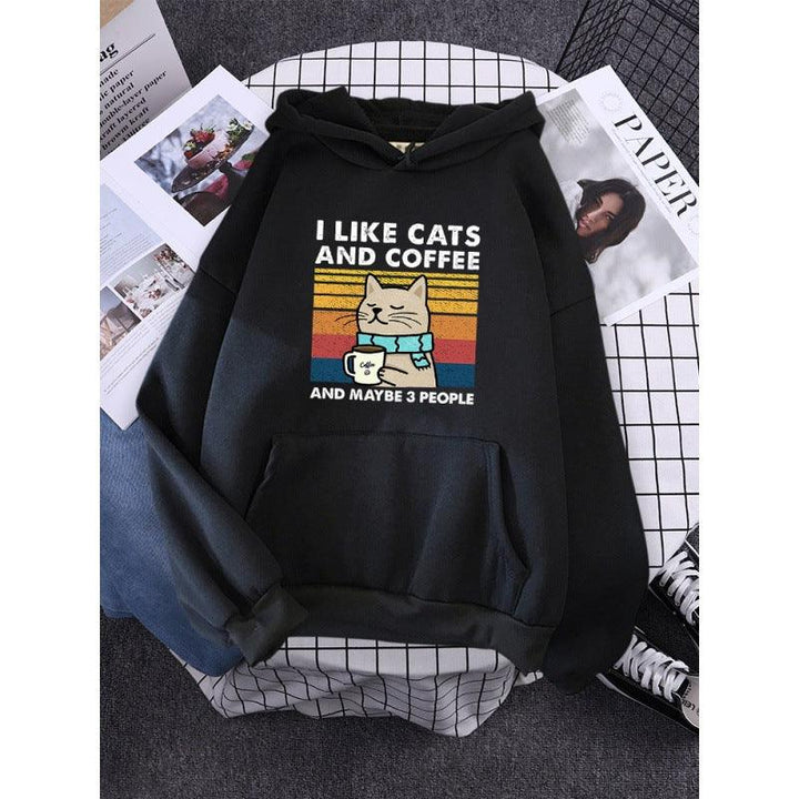 I Like Cats And Coffee Printed Women Hoody - Mamofa Global Store