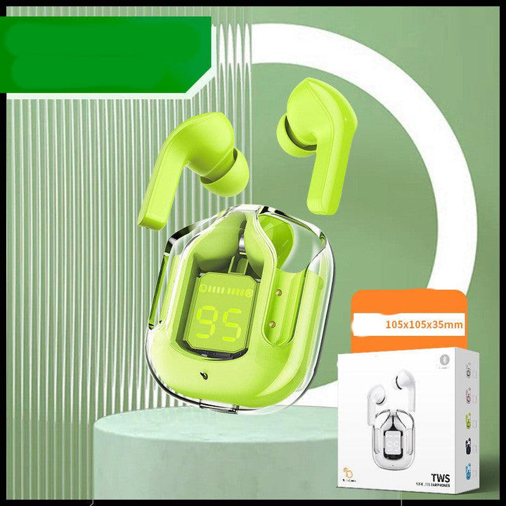 New Mini Transparent Wireless Bluetooth Headset Digital Display ENC Noise Reduction True Wireless Sports Music - Mamofa Global Store