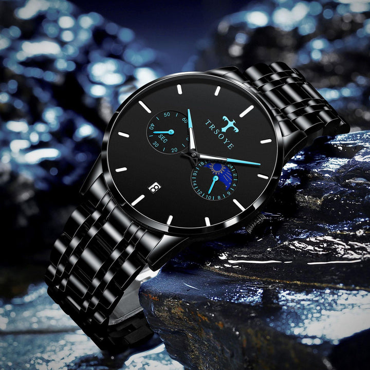 Men's Casual Waterproof Steel Belt Quartz Watch - Mamofa Global Store