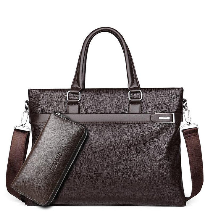 Large Capacity Business Handbag Men's Soft Leather Briefcase - Mamofa Global Store