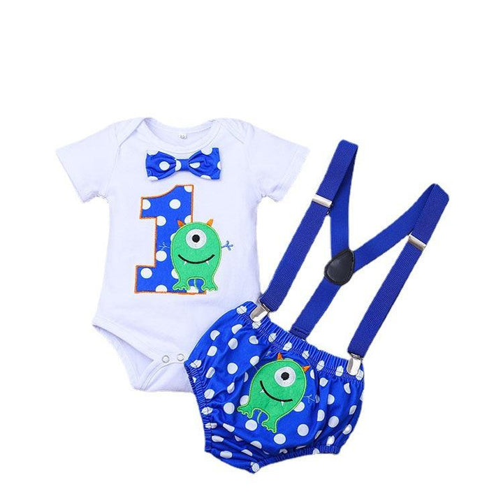 Baby Boy Cartoon Print Round Neck Short Sleeve - Mamofa Global Store