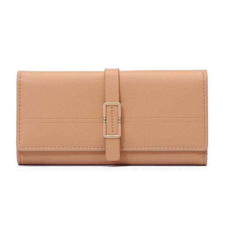 Long Metal Buckle Simple Tri-fold Clutch - Mamofa Global Store