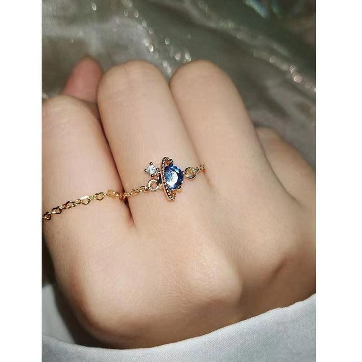 Light Luxury Blue Crystal Zircon Adjustable Personalized Ring For Women - Mamofa Global Store