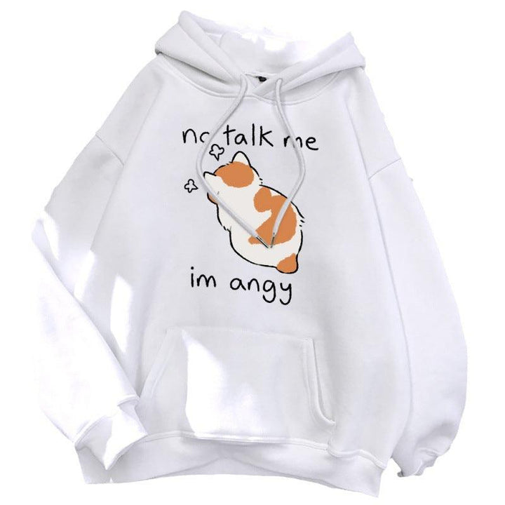 No Talk Me Cute Angry Cat Print Women Hoodie - Mamofa Global Store