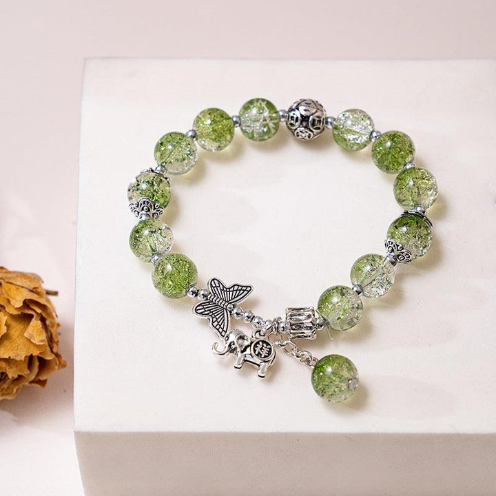 Chinese Style Butterfly Cracked Cystal Bracelet Gradient Beads Antique Silver Ladies - Mamofa Global Store