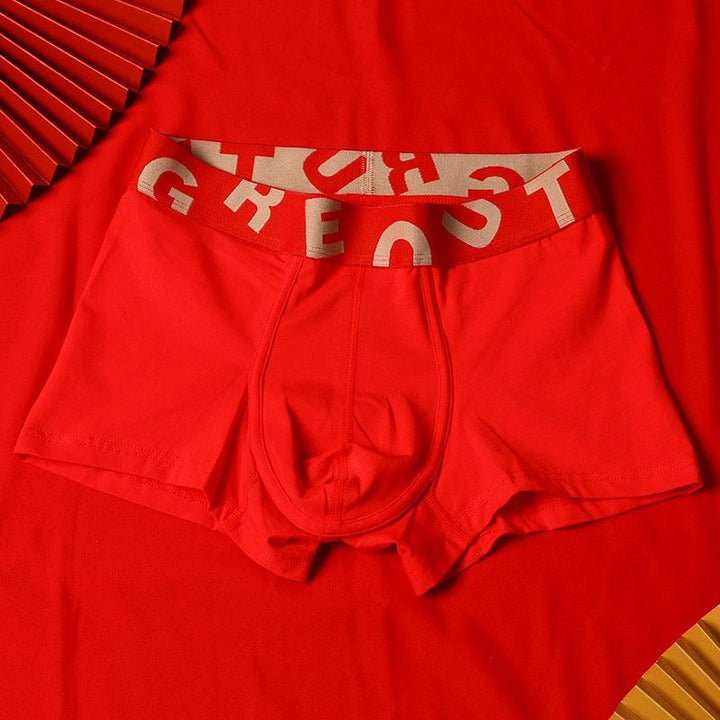 Men's Purified Cotton Underwear Festive Bright Red Mid-rise Boxers - Mamofa Global Store