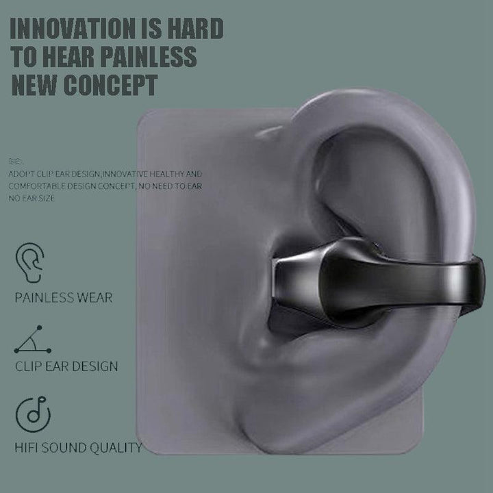 Ear Clip Bone Conduction Headphone Bluetooth 5.2 HIFI Wireless Earphone Touch Handsfree Sports Noise Cancelling Headset With Mic - Mamofa Global Store