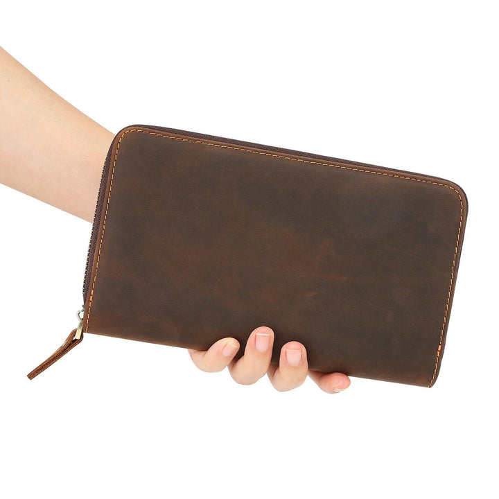 Cowhide Grab Bag With Large Capacity Retro And Simple Men's Long Style - Mamofa Global Store