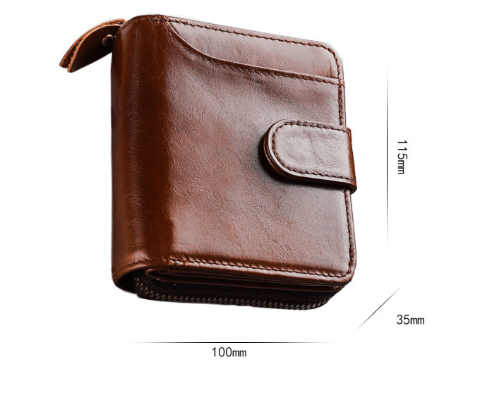 Leather Men's First Layer Short Wallet Multiple Card Slots - Mamofa Global Store