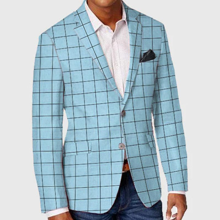 Men's Single-row Two-button Plaid Blazer - Mamofa Global Store